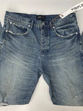 Purple Brand Mens Jeans Indigo Blue Size 34 Rough Quartz Dirty Slim Straight Leg